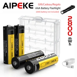 AIPEKE pilas  Aa and aaa rechargeable batteries 1.5V  aa usb-c 2800mwh 1200 Times Cycle + Cable for Toy wireless mouse keyboard