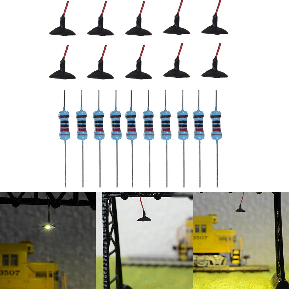 10Pcs 3V 20mA Street Lamp Model OO HO Scale Street Light Model With Resistors Led Ceiling Lamps DIY Raiyway Train Layout Kits