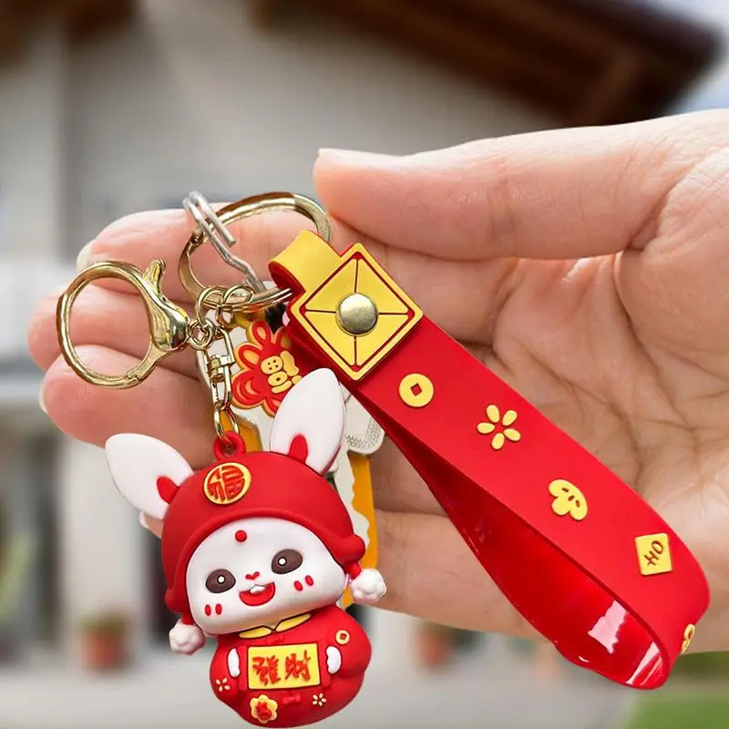 Chinese New Year Keychain 2023 Cute Rabbit Keychains Bunny Hanging Accessories Decors Chinese Zodiac Animals Key Chain