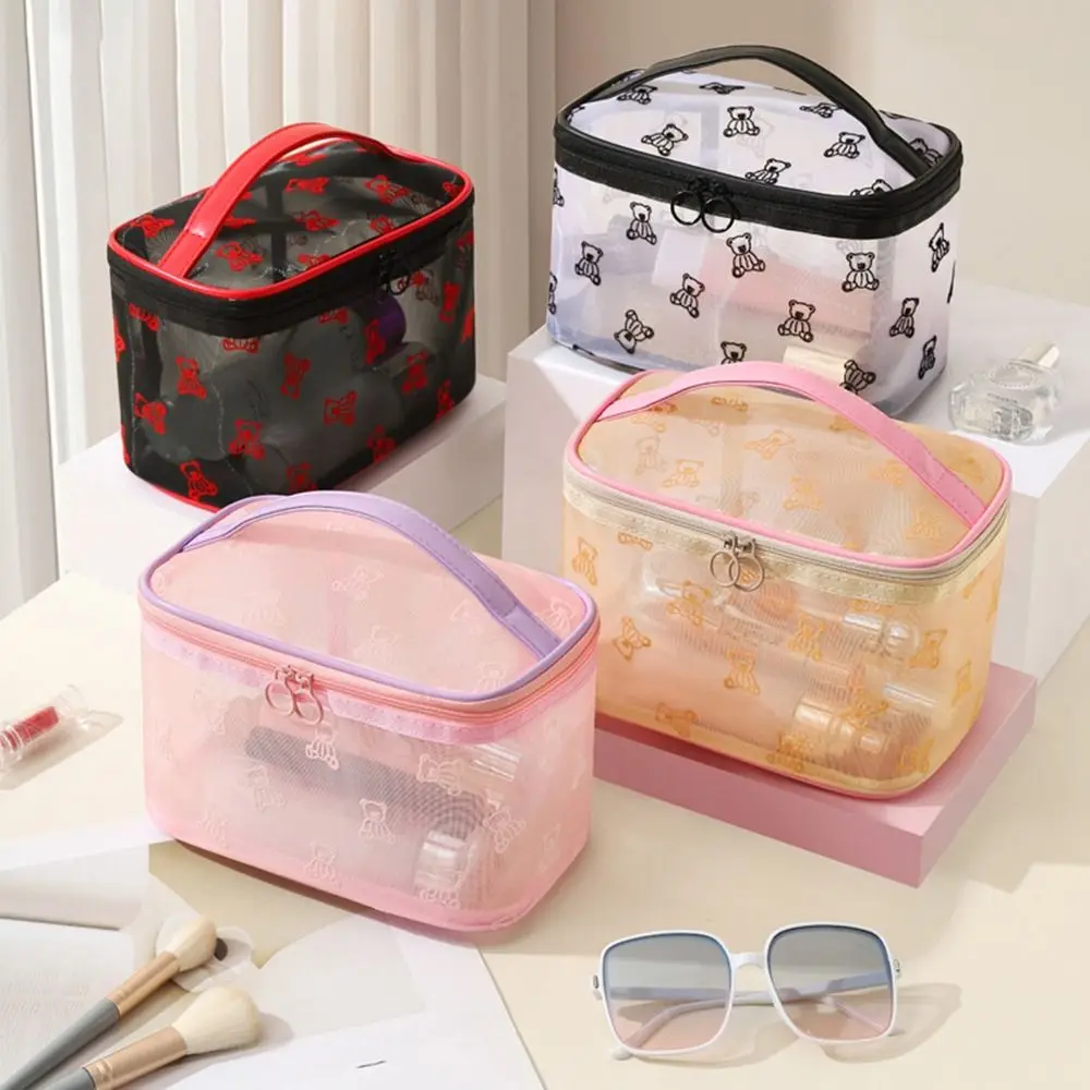 Simple Large Capacity Mesh Cosmetic Bags INS Multi-Functional Toiletries Storage Pouch Portable Soft Sundries Organizer Gym