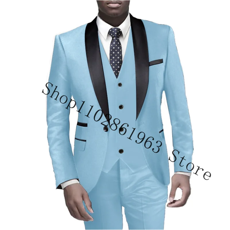 Smoking masculino elegante de baile, roupa formal do noivo, colete blazer e calças, trajes de casamento, 3 peças