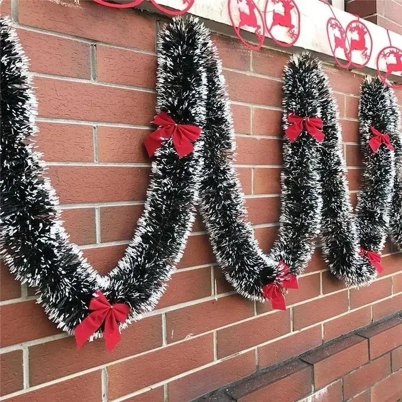 2M Weihnachten Lametta Bänder Grün Zuckerrohr Band Girlande Weihnachten Baum Hängen Pendent Bänder Kranz Ornamente Party Dekoration