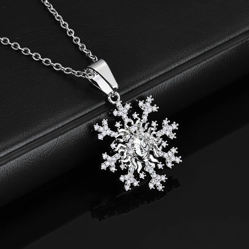 

HHIOK Hip Hop Style New Portrait Hollow Iced Snow Pendant CZ Zirconia Shiny Diamond Women's Necklace Jewelry Pendant