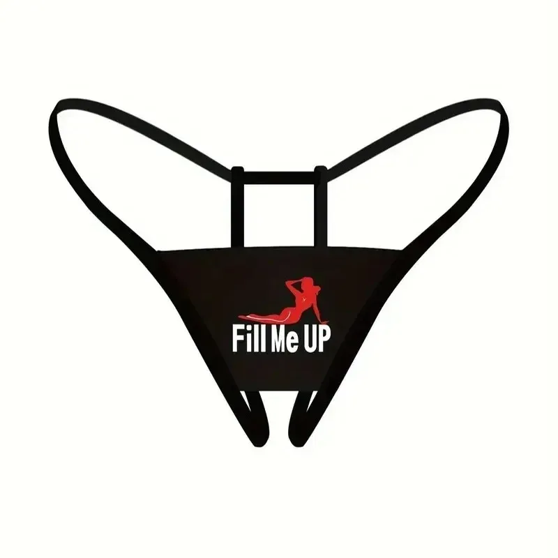 Seductive Women's Lingerie Thongs Sexy Slogan Print G-string with Thin Straps Low Waist Elastic T-back Super Hot Underwear