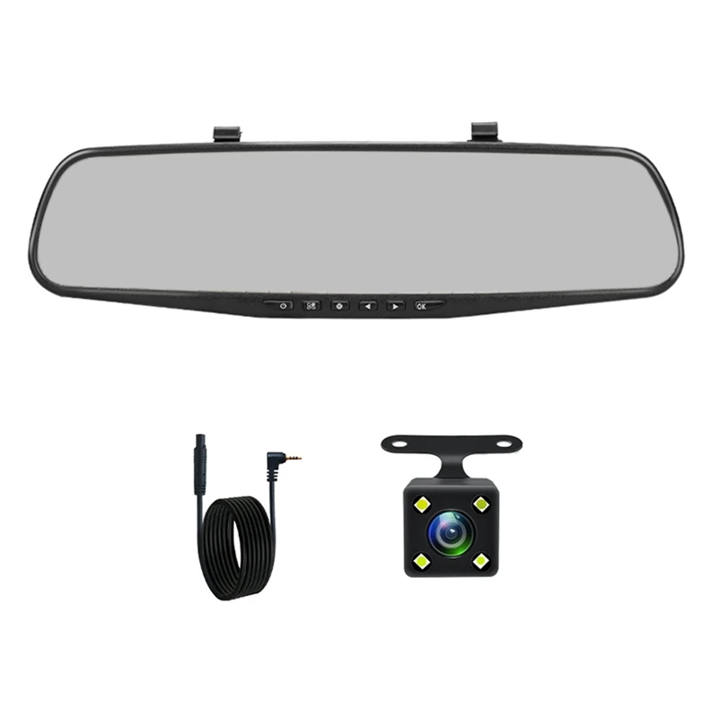 Dashcam White Mirror Driving Recorder Dvr 4.3 Inch Dash Camera FHD 1080P Auto Registrar Support Rear View Camera Video Recorder