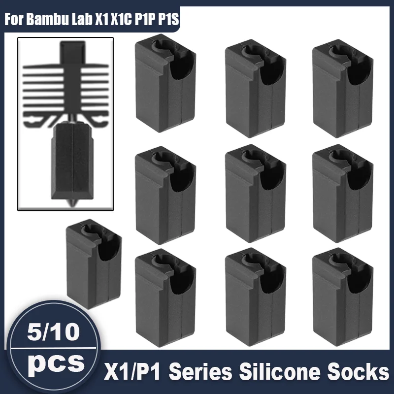 

5/10pcs X1/P1 Silicone Sock for Bambu Lab X1 X1C P1P P1S Extruder Hotend Block Silicone Cover, 3D Printer Accessories