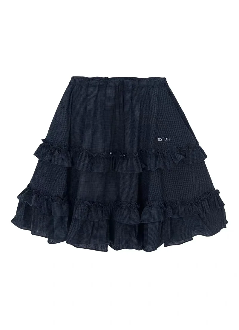 Cute Casual Pure Cotton Layered Skirt with Double Lace Hemline Student Friendly Cake Skirt Standard Fit Spring 2026