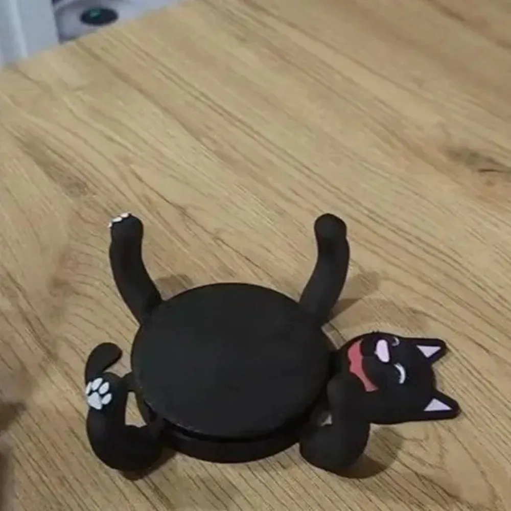 

RM-3D Printed Coasters Home Decor and Tabletop Protection Black Lazy Cat Coasters Novelty Cat-Shaped