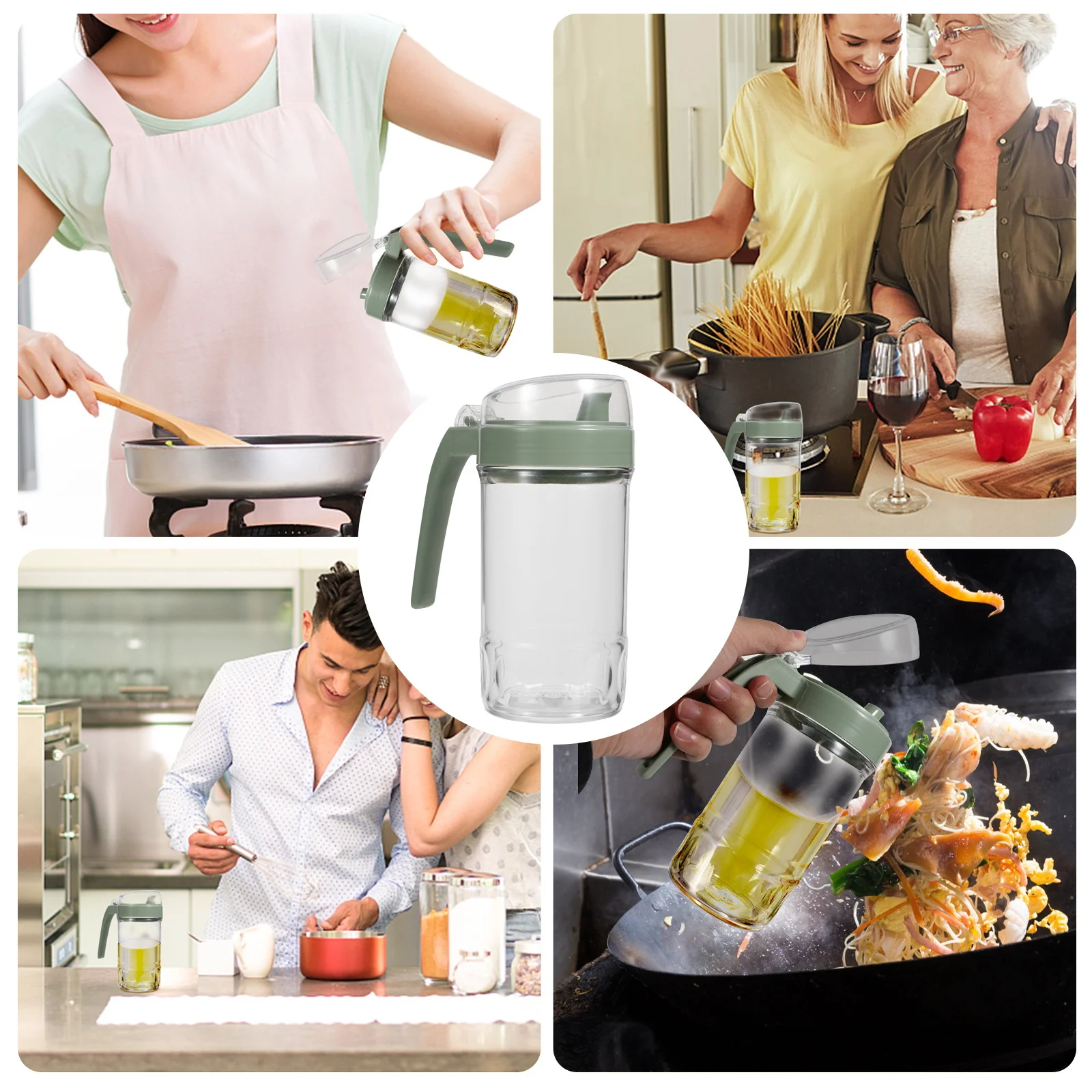 

1Pcs Oil Dispenser Kitchen Cooking Bottle Vinegar Condiment Seasoning Bottle Recyclable Acrylic Easy Clean