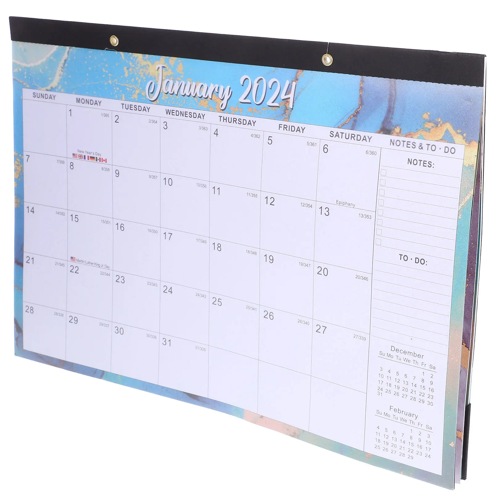 Настенный календарь для ежедневного использования на 2024 год, ежемесячный планировщик на английском языке, прочное место для заметок, настенный календарь на 2024 год, офисные принадлежности, офисные аксессуары