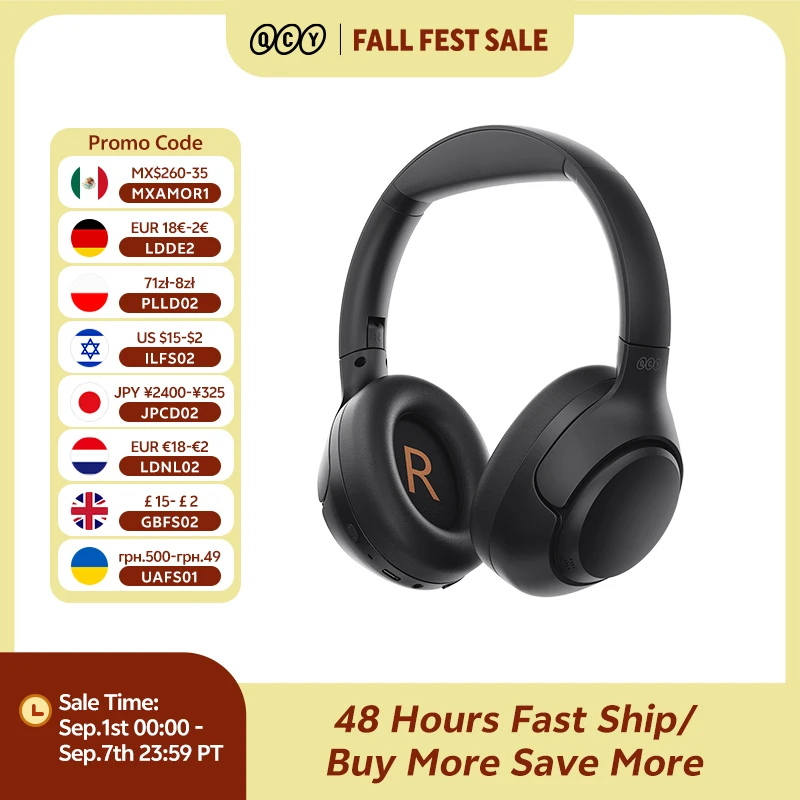 Image of QCY H3 ANC Kabellose Kopfhörer Bluetooth 5.4 Hi-Res Audio Over Ear Headset 43 dB Hybrid-Ohrhörer mit aktiver Geräuschunterdrückung 60 Stunden
