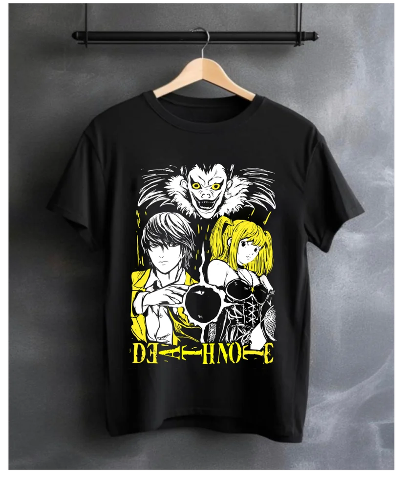 Kira Ryuk T-Shirt Death Note L Manga Strip Horror Anime Black Tee Shirt All  tops Unisex Summer Short Sleeve image 3