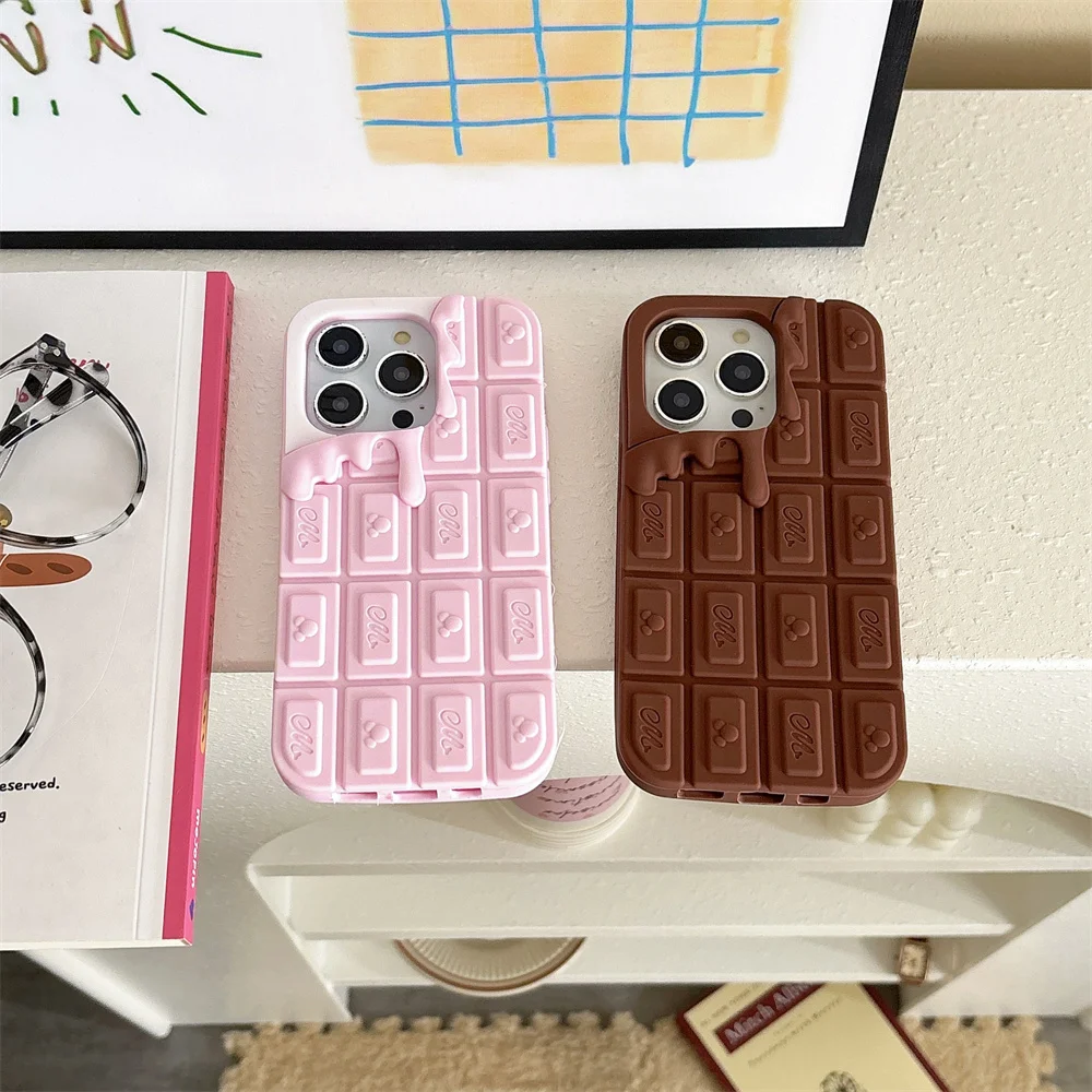 Squishy Cute Melt Chocolate Soft Silicone Phone Case for iPhone 17 Pro Max Funny Dessert Protection Cover for iPhone 16 15 14 13