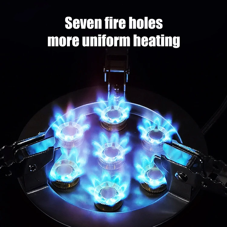 Outdoor Seven Fire Holes Camping Gas Stove Folding Camping Stove With Antiskid support pad