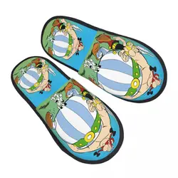 Custom Asterix And Obelix Memory Foam Slippers Women Comfy Warm Adventure Manga Getafix Dogmatix House Slippers