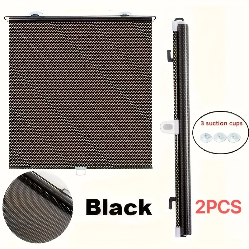 2pcs No-Drill Sun Shade Curtain, Free-Adjustable Roll-Up with Suction Cups, Easy Installation for Home and Car Windows
