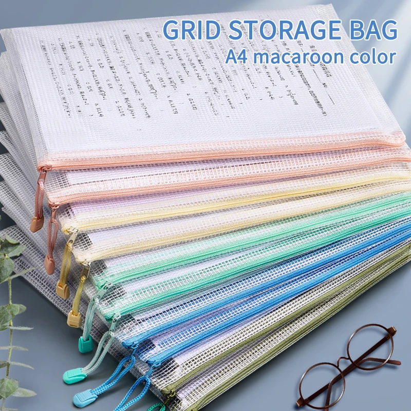 

5/30pcs Mesh Bags A4/A5 Plastic Zipper Bags For Organizing Zipper Mesh Bags Waterproof Clear Travel Bag Office Supplies Document