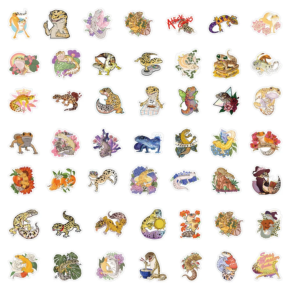 10/50/100Pcs Cute Fat Tail Gecko Lizard Cartoon Stickers Kawaii Animal Decal Graffiti Skateboard Diary Classic Sticker Toys Gift