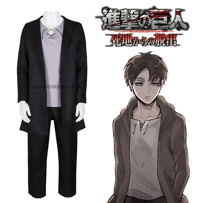 Anime Titan Season 4 Cosplay Eren Jaeger Costume Trench Final Season Eren Yeager Cosplay Costumes Wig Full Set for Men