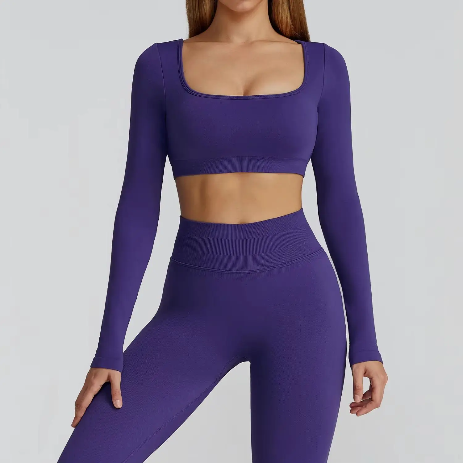 

Женские футболки для йоги с длинным рукавом, однотонный спортивный топ для тренировок в тренажерном зале, бега, сексуальный открытый пупок, быстросохнущая спортивная одежда для спортзала