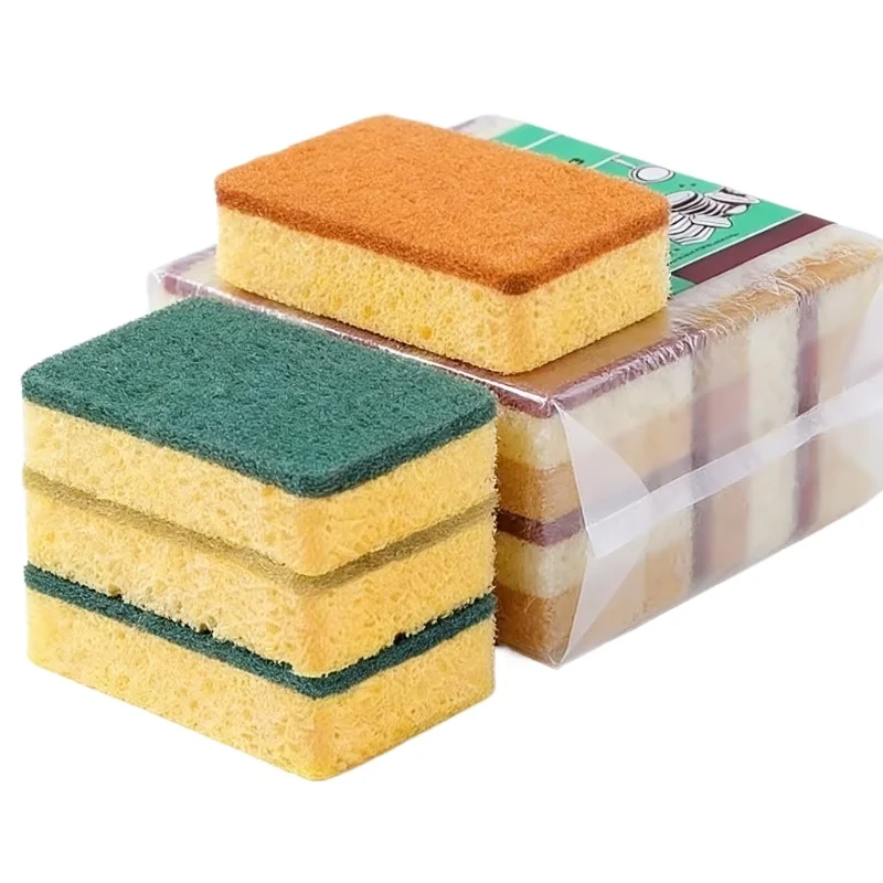 10 Stück Sisal-Kokosnuss-Holzfaser-Schwammblock, Bürste für Topf, Küche, Geschirrspülschwamm, Reinigungstuch, Holzfaser-Baumwolle