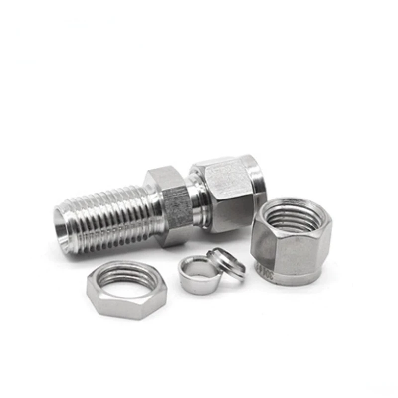 Stainless Steel Straight Bulkhead Connector 6mm 8mm 10mm 1/4 3/8 1/2 Equal OD Pipe Double Ferrule Compression Fitting SS 304