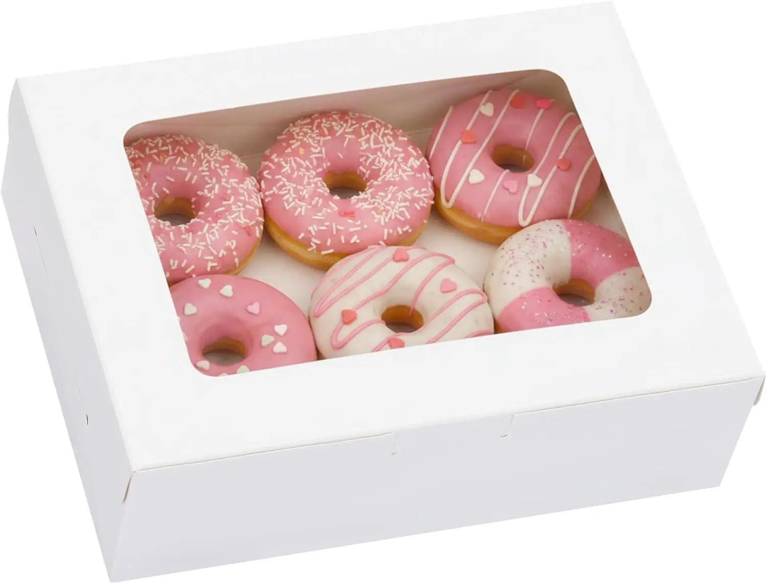 

12 Pack Bakery Boxes with Window, 8x6x2.5 Inches for Cookies, Donuts, Cupcakes, Muffins