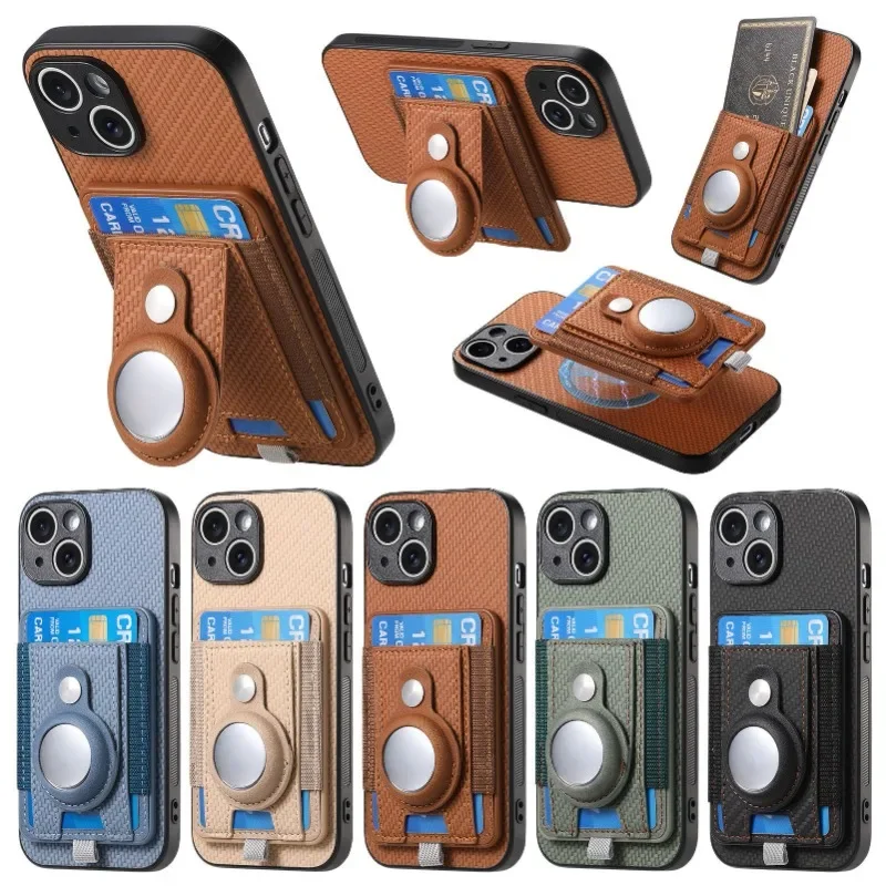 

New for iPhone 16plus Phone Case 15promax Storage AirTag 14pro Magnetic Suction 13 Bracket 12 Card Insertion 11 protective Cover