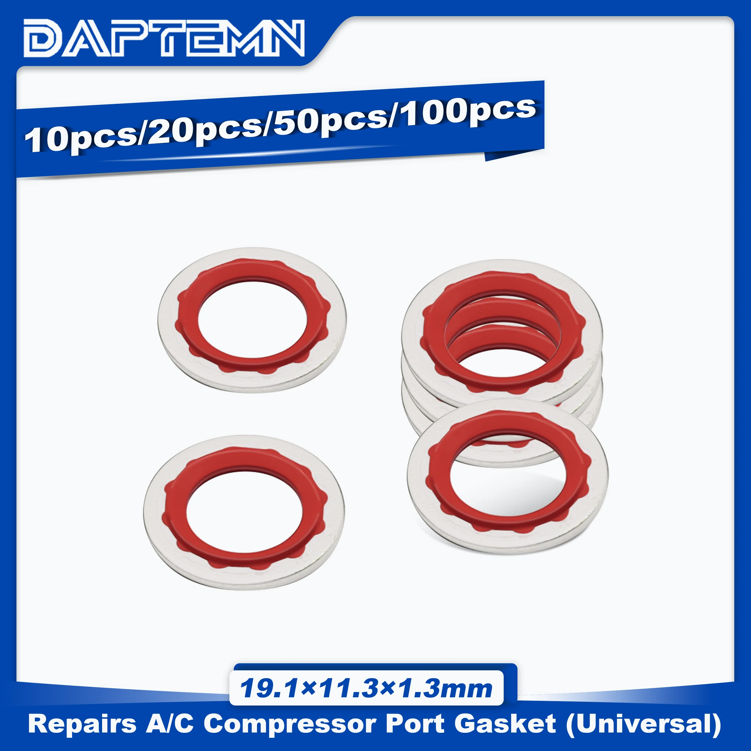 

A/C Compressor Rubber Washers Repairs Car Self-Centered O-Ring, Replace A/C System Compressor Port Gasket (19.1x11.3x1.3mm)(Red)