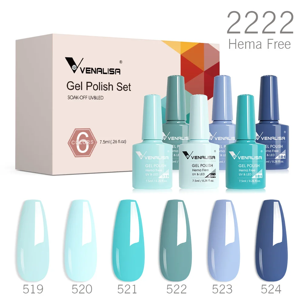 6 stks/set VIP5 Venalisa Gel Nagellak HEMA GRATIS Jelly Roze Naakt Kleur Vernis Losweken UVLED Semi Permanente Lak Branded Kit