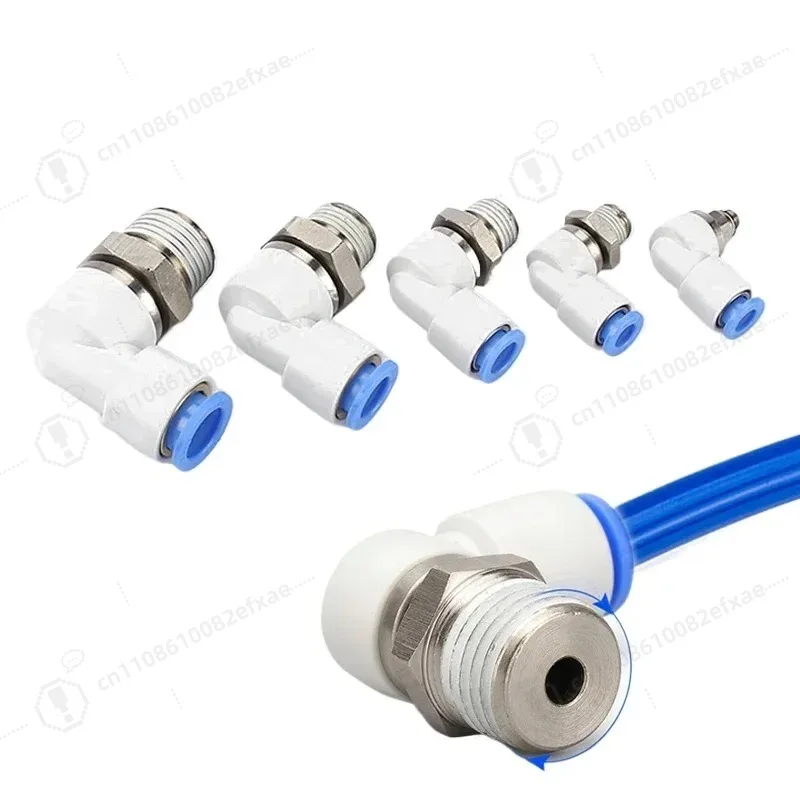 M5 1/4 1/2 Pneumatic Swivel Fitting 360° Rotary Elbow Connector 6mm 8mm 10mm Air Hose Quick Coupling Parts