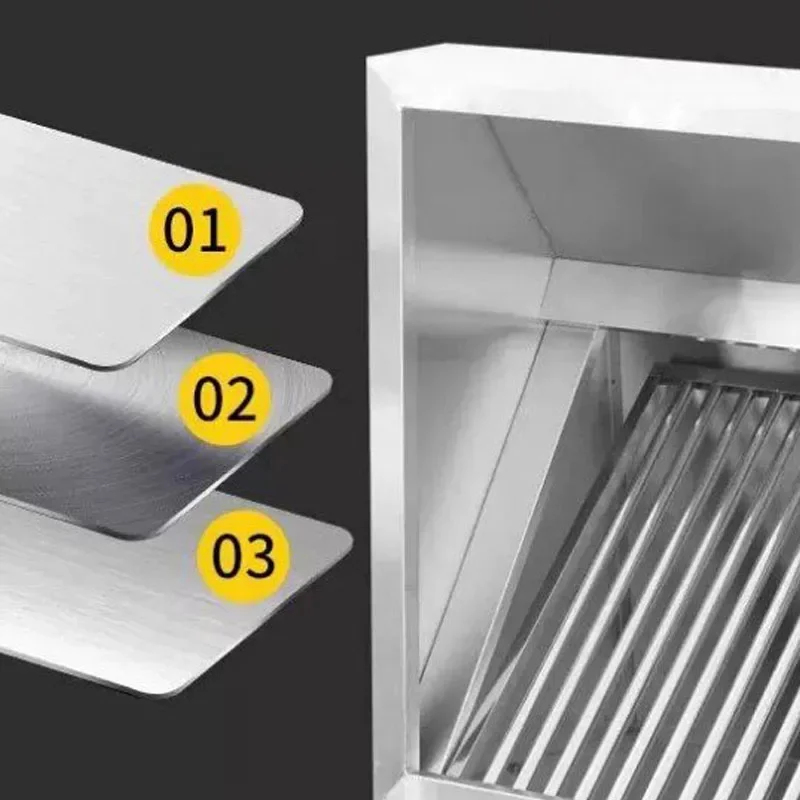 Commercial Kitchen Smoke Hood Thickened Stainless Steel Oil Separation Baffle Easy To Clean Wall Mount Extractor Hood Customized