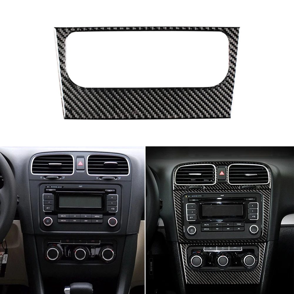 For VW Golf 6 R MK6 08-12 Auto Carbon Fiber Interior Decoration Center Console AC Panel Sticker Trim Cover Accessoire Voiture