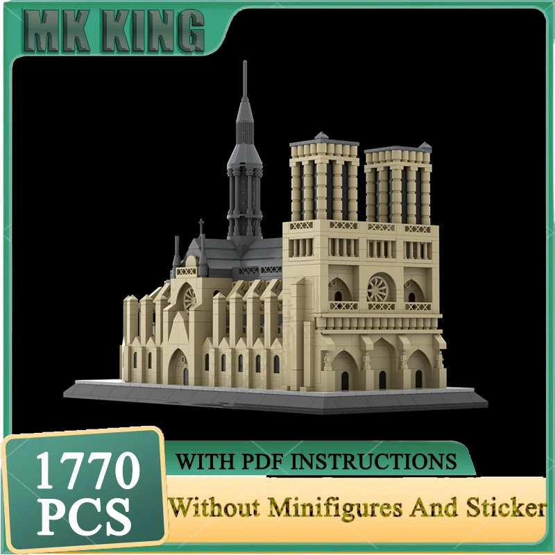 

Famous Scene Moc Building Blocks Notre-Dame de Paris Church Model Technology Brick DIY Assembly Construction Holiday Set Toys