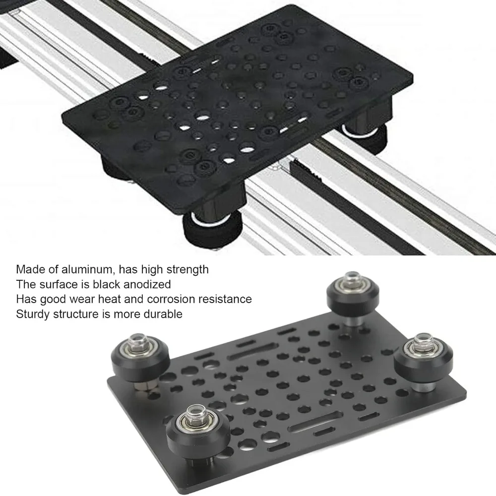 Precision 20mm to 80mm Width Aluminum Gantry Plate 4 Plastic Pulleys 3D Printer Guide Rail V Gantry Plate DIY Project