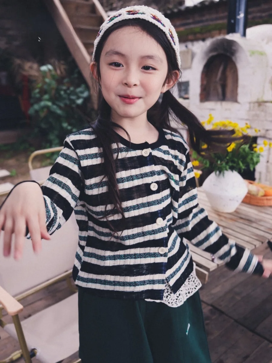 outdoor-children's-knitted-long-sleeve-cardigan-striped-open-shirt-girl's-spring-autumn-new-style-color-collision-outerwear