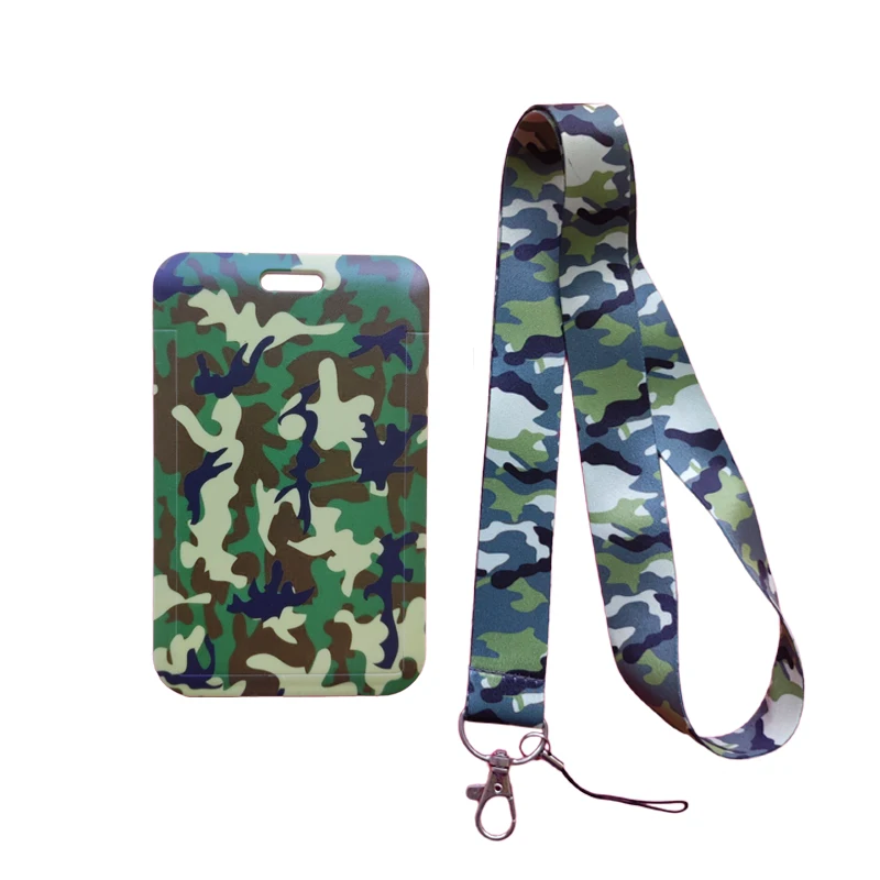 Tarjeta de nombre de camuflaje para estudiantes, bolso colgante para el cuello, Tarjetero con cordón, funda para tarjeta de identificación, envío directo