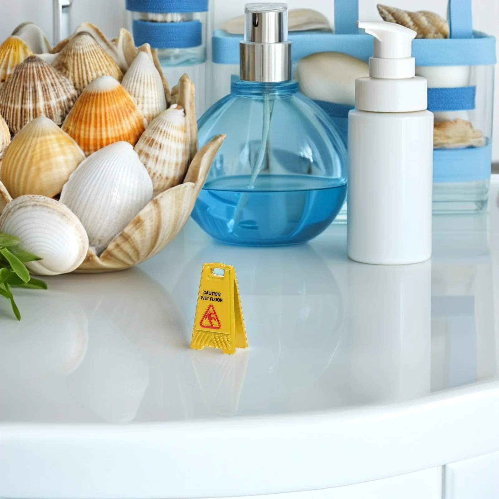 

Miniature Decorations Dollhouse Miniatures Accessories Floor Caution Sign Alloy for