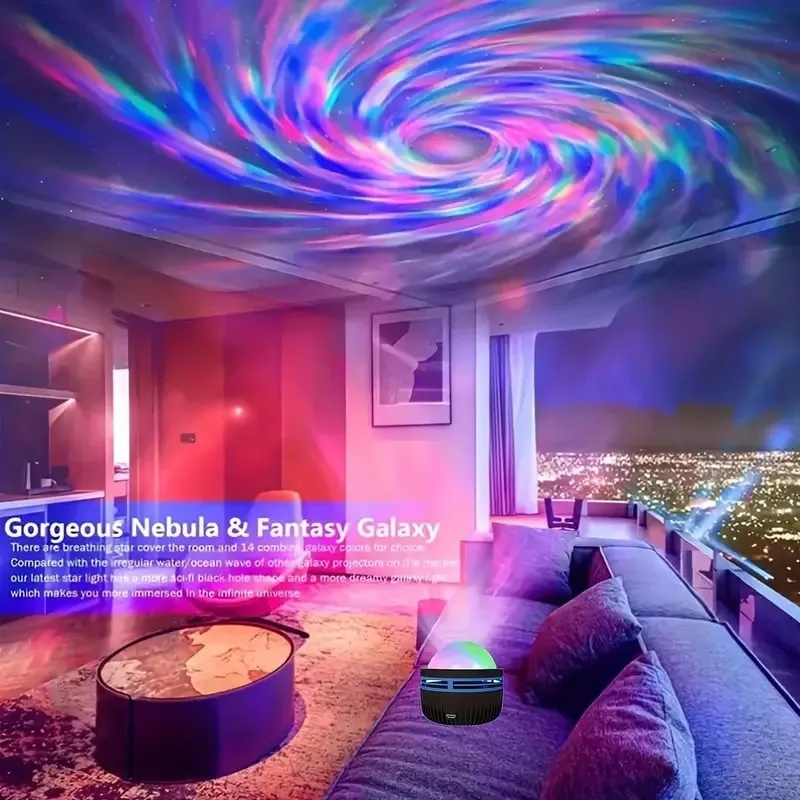 RGB Color Dynamic Vortex Star Projection Car Stage Light Effect for Disco Family Party Holiday Decorative Atmosphere Lamp