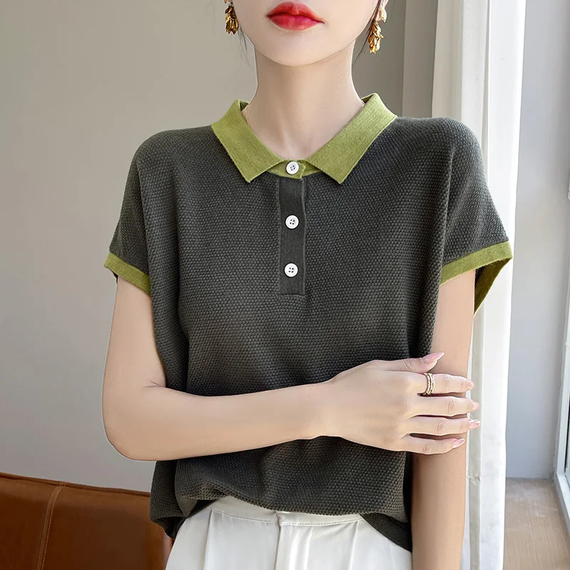 Lyocell T-Shirt New Minimalist Style Multiple Colors Casual Slim Fit Short Sleeved Top High-Quality Flip Collar Classic T-Shirt