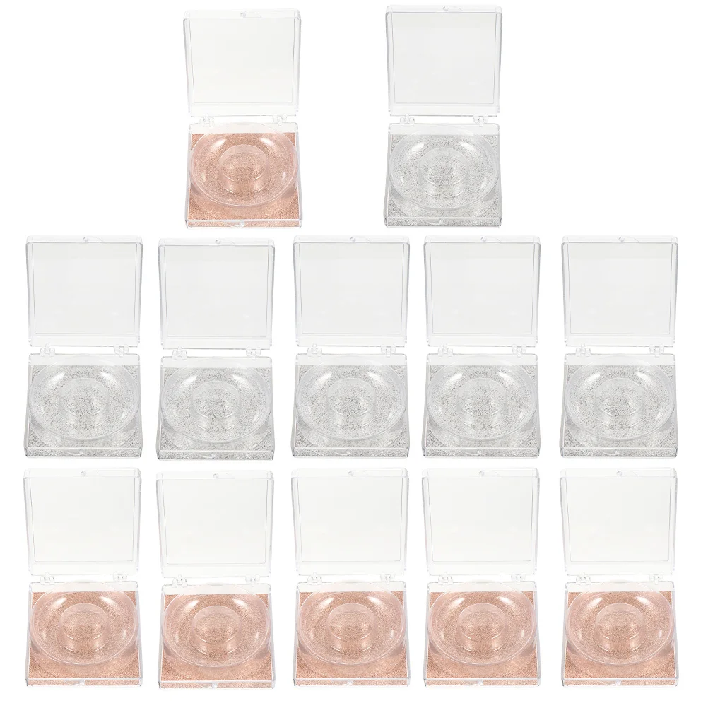 12Pcs Transparent False Eyelash Organizer Boxes Glitter Square Eyelash Storage Case Plastic Lash Holder Lash Tray