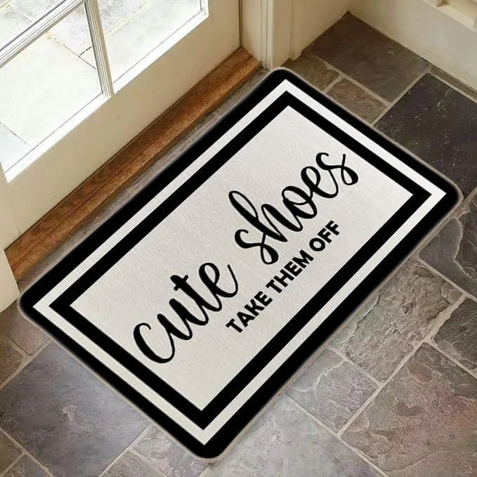 Cute Shoes Take Them Off Door Mat Funny Shoes Take Them Off Mats Easy to Clean Doormats for Front Door Entance Indoor Door Mats