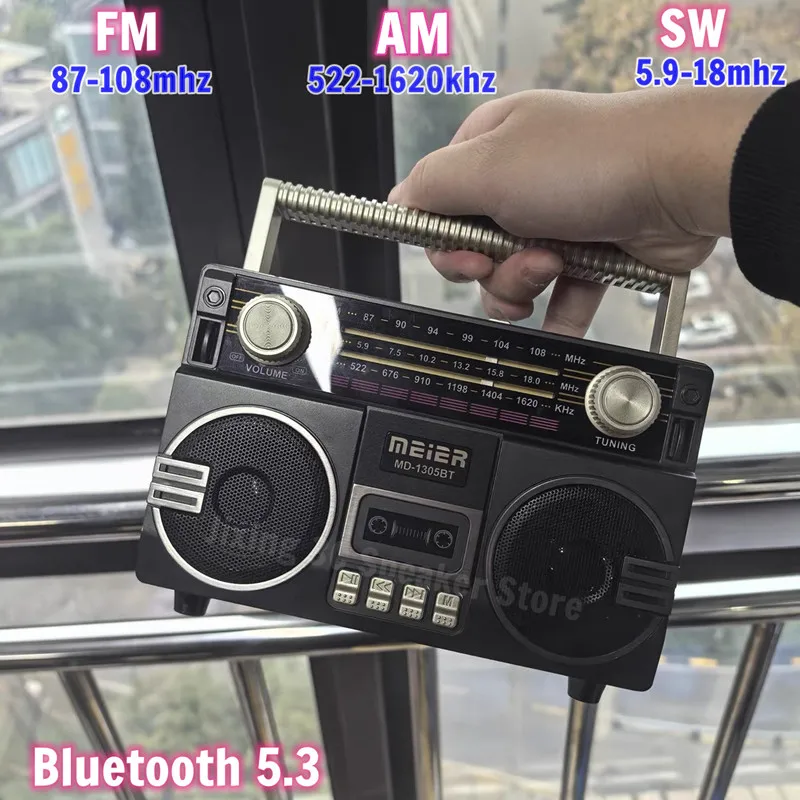 

Retro Solar Radio FM AM SW Radio Portable Receiver Bluetooth 5.3 Speaker MP3 Music Player Support USB TF Card Type-C Charging