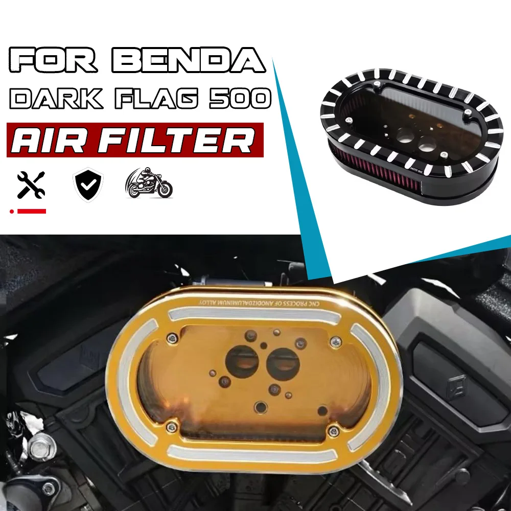 Large oval transparent air filter with decorative side covers on both sides for BENDA DARK FLAG 500 500DARK FLAG