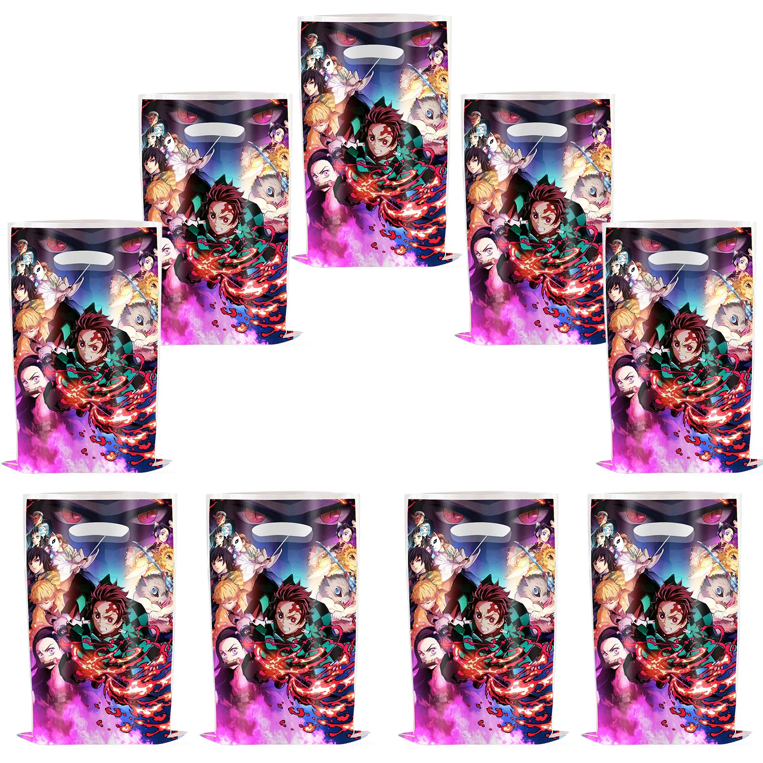 Demon Slayer Sacchetto regalo Decorazioni di compleanno Kamado Nezuko Maniglia Sacchetto regalo per caramelle Sacchetto per imballaggio Baby Shower Regali per bambini Forniture per feste