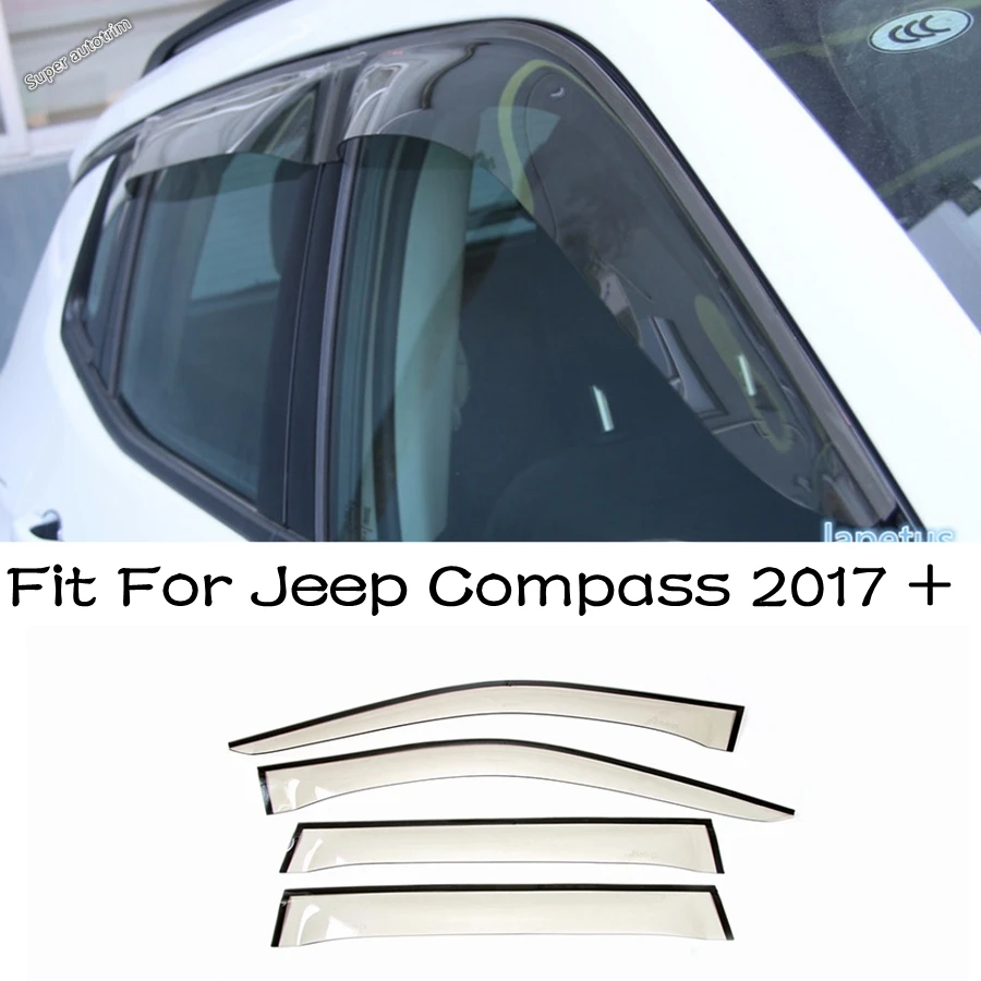 

Car Window Visor Sun Rain Wind Deflector Awning Shield Vent Guard Shade Trim Accessories Exterior For Jeep Compass 2017 - 2020