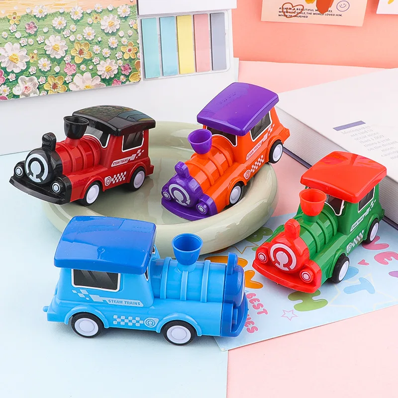 

Детская мини-пластиковая игрушка-локомотив, мультяшный имитационный поезд, откат, инерционный скользящий поезд, устойчивая к падению маленькая игрушка, подарок для ребенка