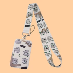 Cordón de oso Koala de dibujos animados, correa de cuello de Animal lindo, tarjeta de identificación, gimnasio, teléfono con soporte de identificación USB, cordones DIY