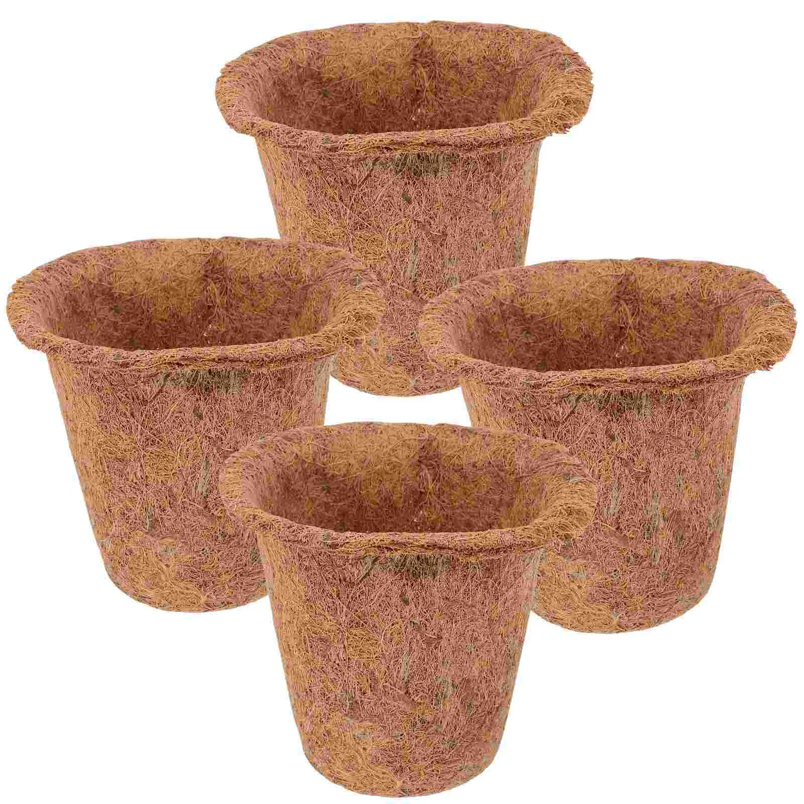 

4 Pcs Coconut Palm Seedling Cup Nursery Pots Flower Outdoor for Plants Garden Breathable Coconuts Fiber Gardening Supplies