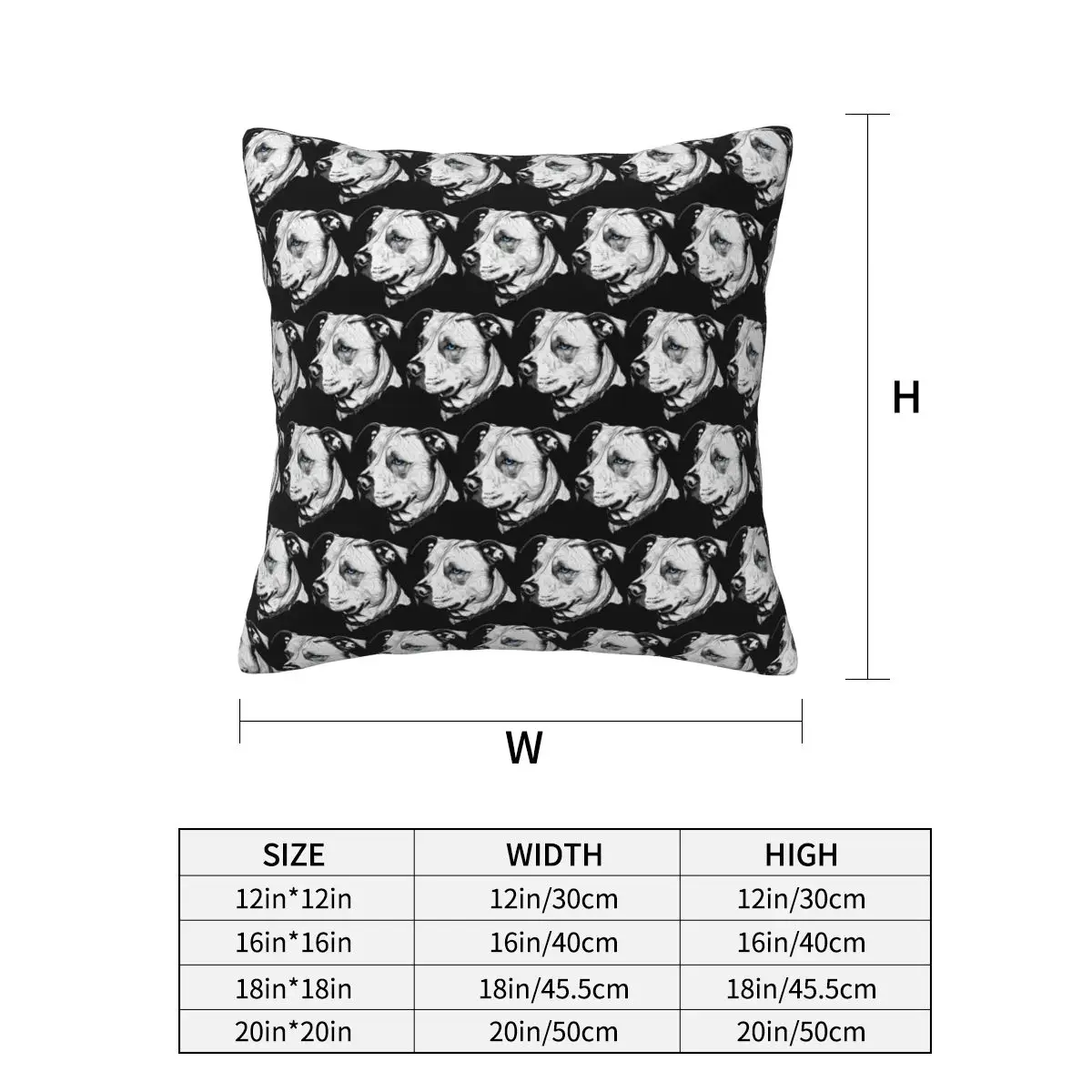 Minimalist Line Pitbull With Blue Eyes Square Pillowcase Pillow Cover Cushion Zip Decorative Comfort Throw Pillow for Home Car